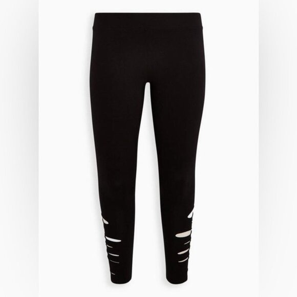 🆕 NWT Women’s torrid 2 Premium Black Slash Legging with Side Destruction 18 20 - Picture 7 of 7